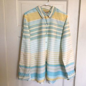 J. Jill Silk Stripped Button Down Shirt